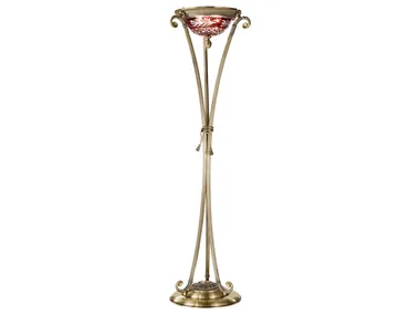 CLARISSA 4500/P - Antique brass finish floor lamp with red crystal _ Possoni Illuminazione